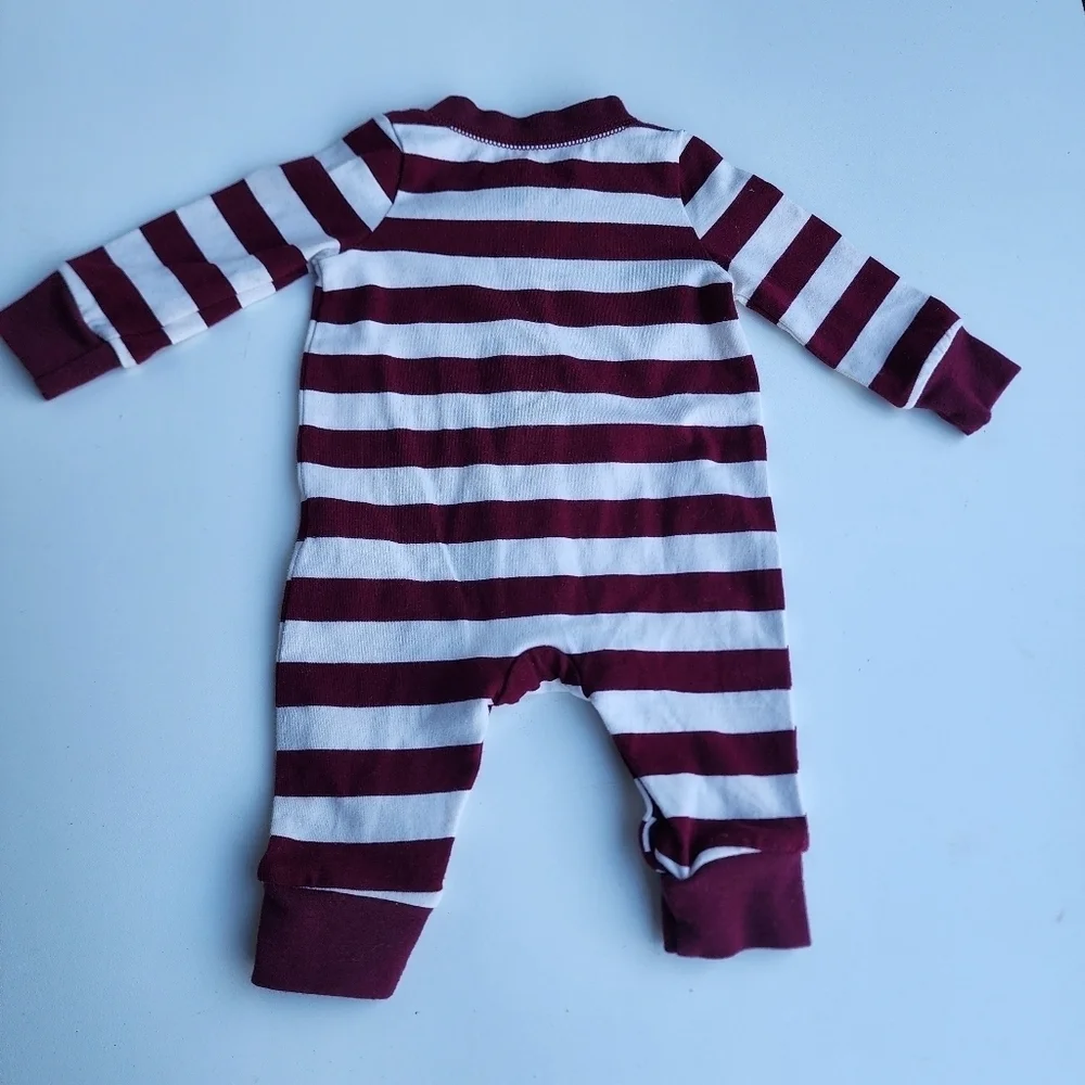 Lot of 3 Carter's Cat Jack NewBorn Baby Long Sleeve Sleepers Footless Red NB